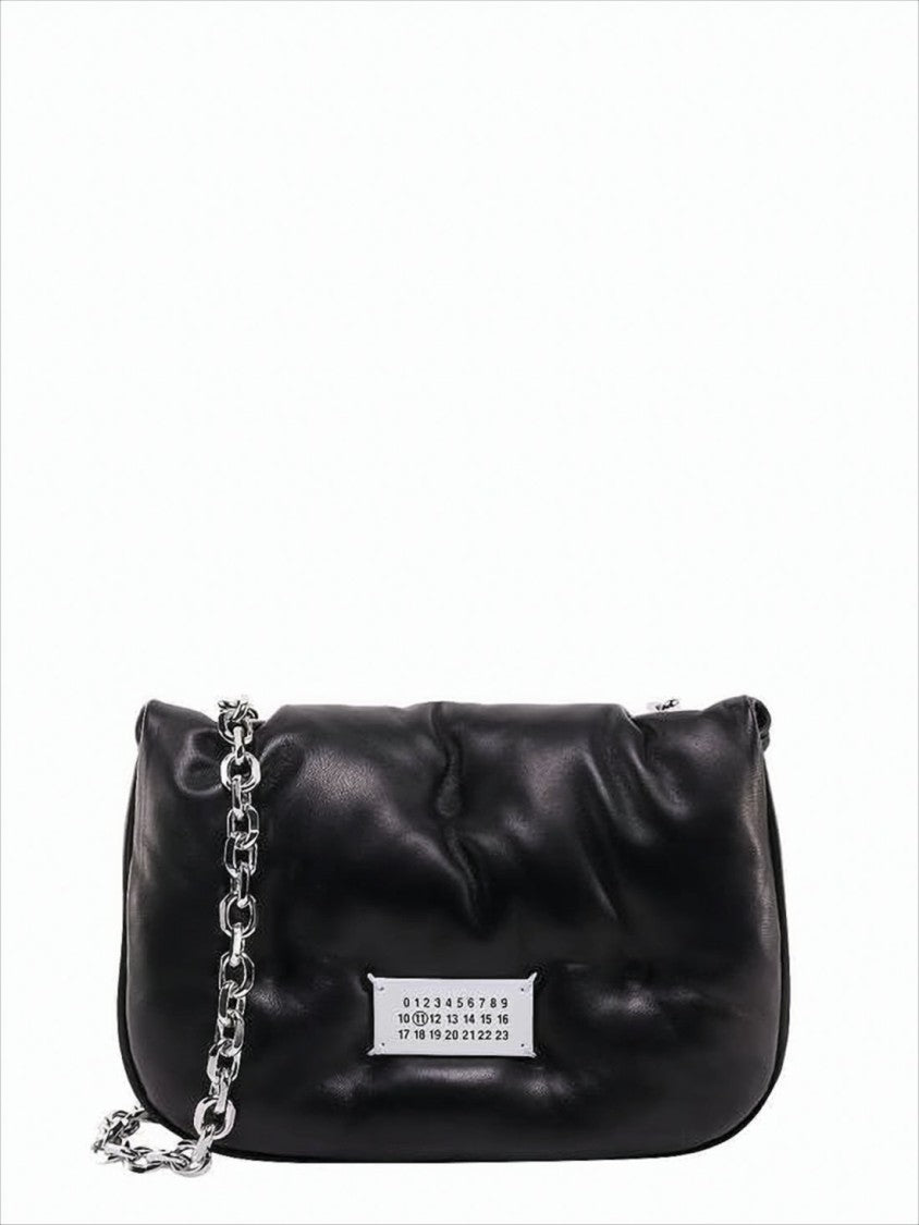 Maison Margiela Quilted Lambskin Shoulder Bag With Silver Chain Strap