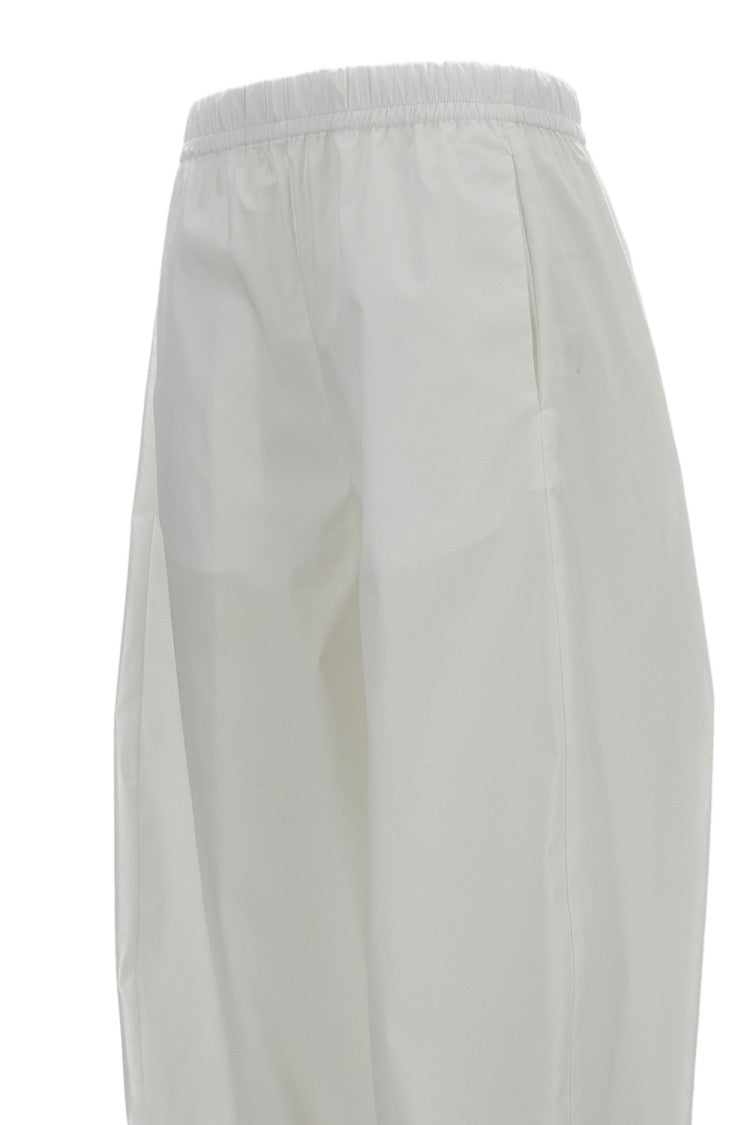 M.S.M. Milano Cotton-Blend Trousers With Elasticated Waist And Wide-Leg Design