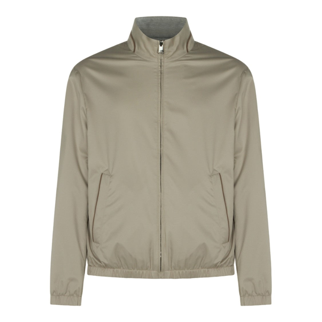 Canali Minimalist High Collar Jacket With Front Zipper And Smooth Finish