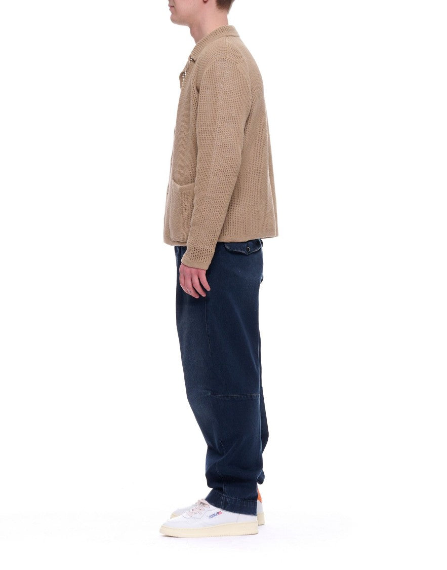 Atomofactory Sand Relaxed Fit Cotton Acetate Mesh Cardigan