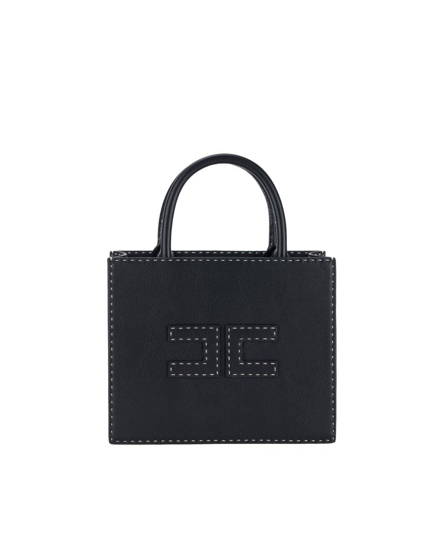 Elisabetta Franchi Small Black Tote Bag With Contrast Stitching