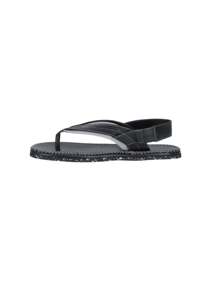 Kiko Kostadinov Black Leather Rounded Toe Thong Sandals