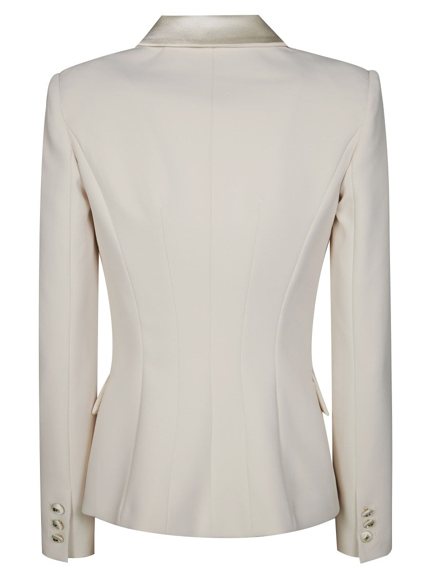 Elisabetta Franchi Double-Breasted Blazer With Satin Lapel And Trim