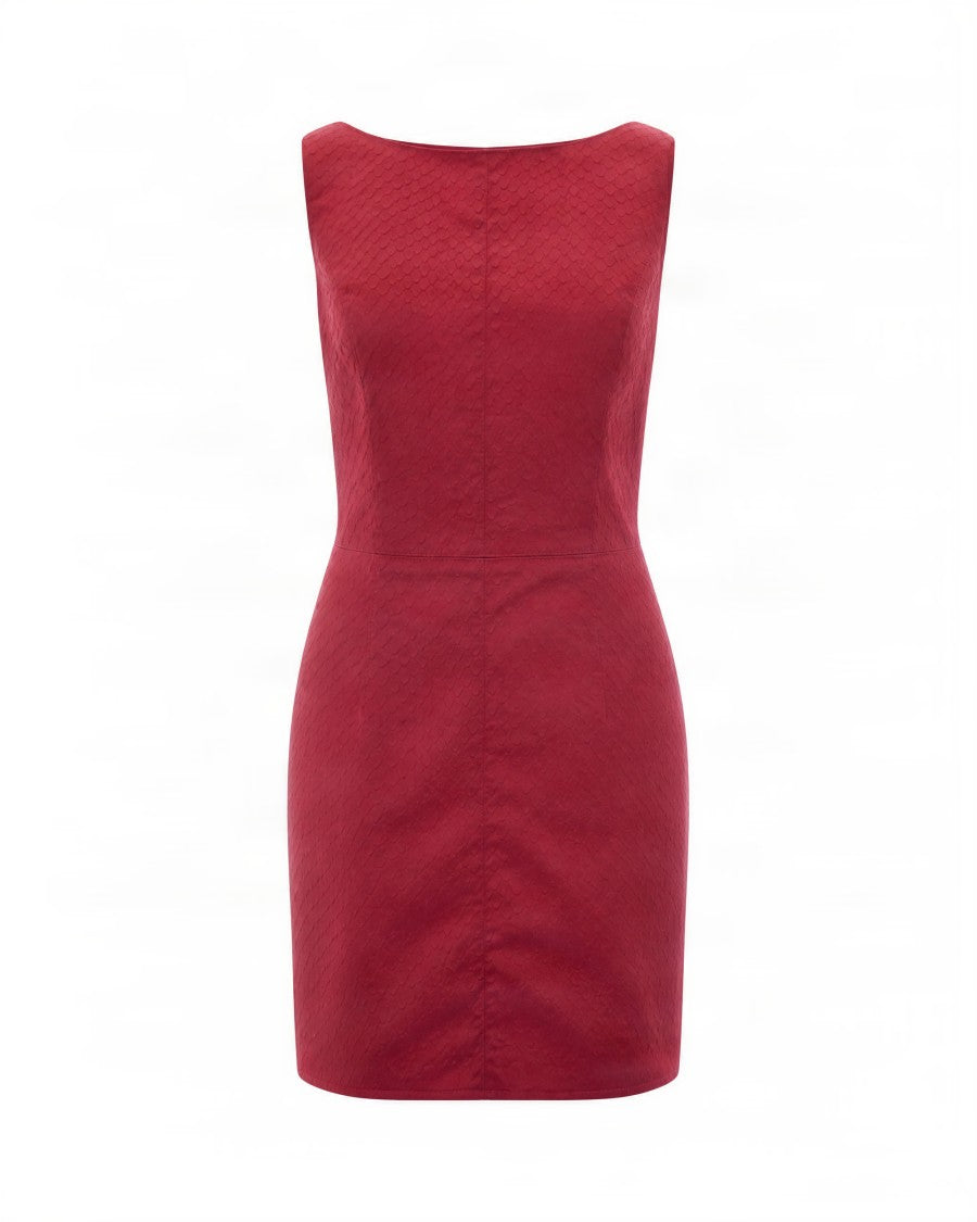 Elisabetta Franchi Red Draped Front Fitted Sleeveless Mini Dress