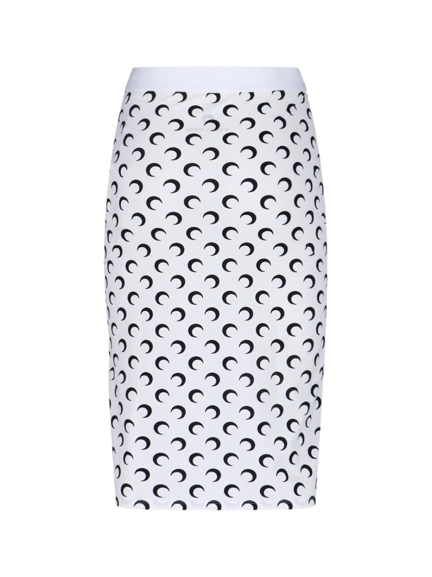 Marine Serre Midi Skirt With Crescent Moon Pattern