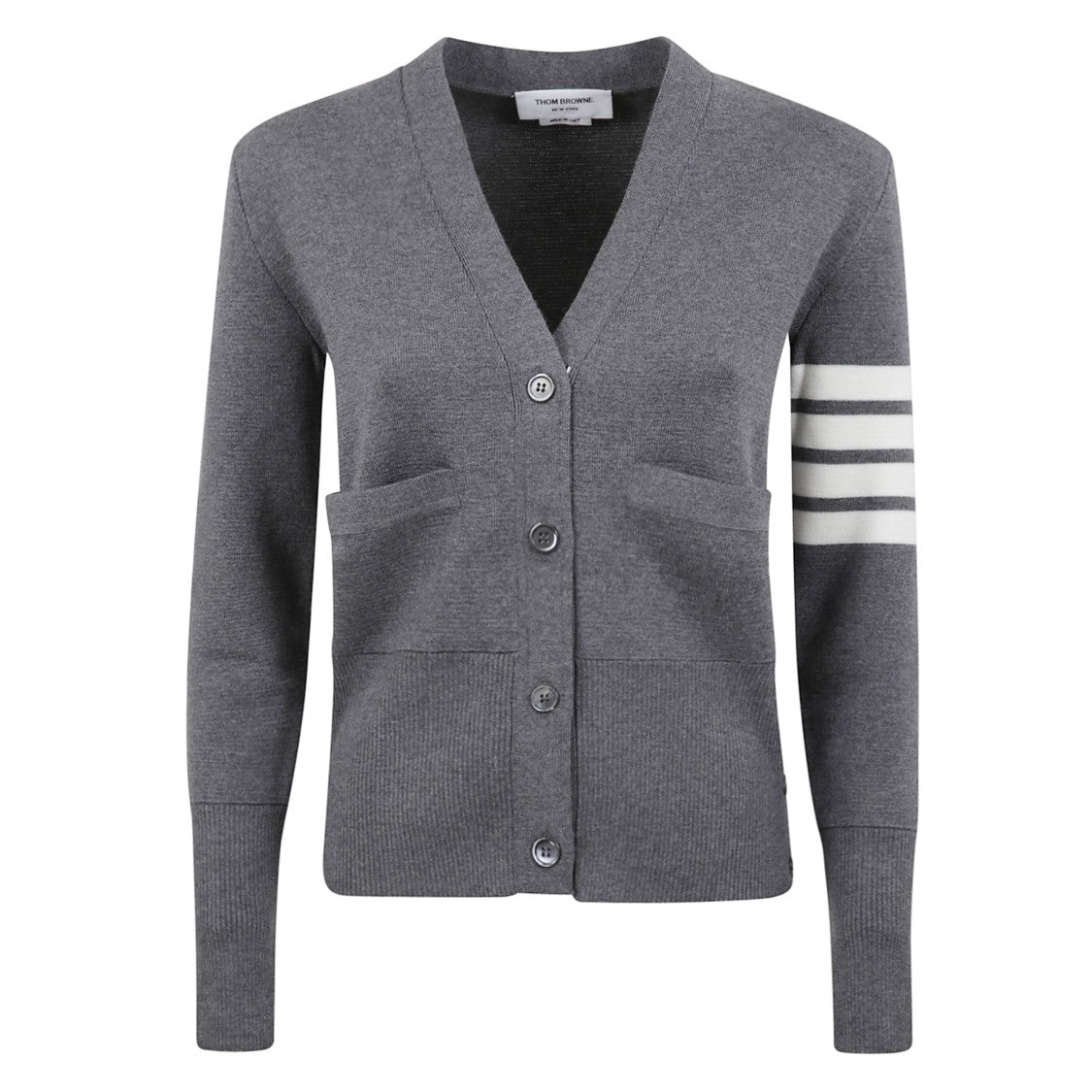 Thom Browne Wool V-Neck Cardigan With Four-Bar Detail