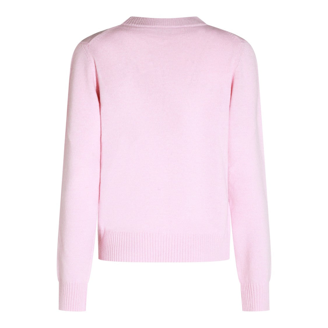 Ganni Wool Knit Sweater With Graphic Print And Ribbed Detailing