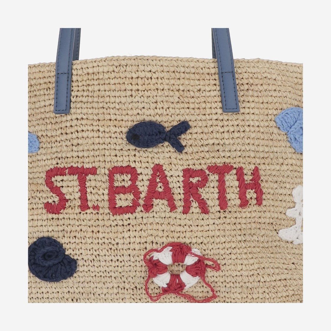 Mc2 Saint Barth Raffia Blend Bag With Beach Motif