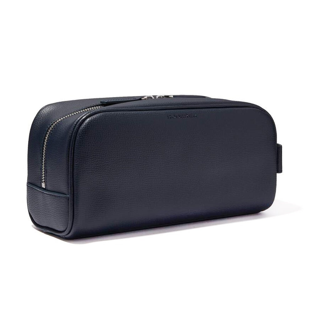 Roderer Award Wash Bag - Italian Leather Navy Blue