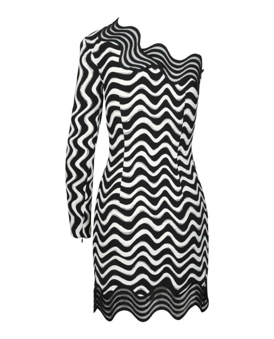 Stella Mccartney Wave-Print One-Shoulder Mini Dress