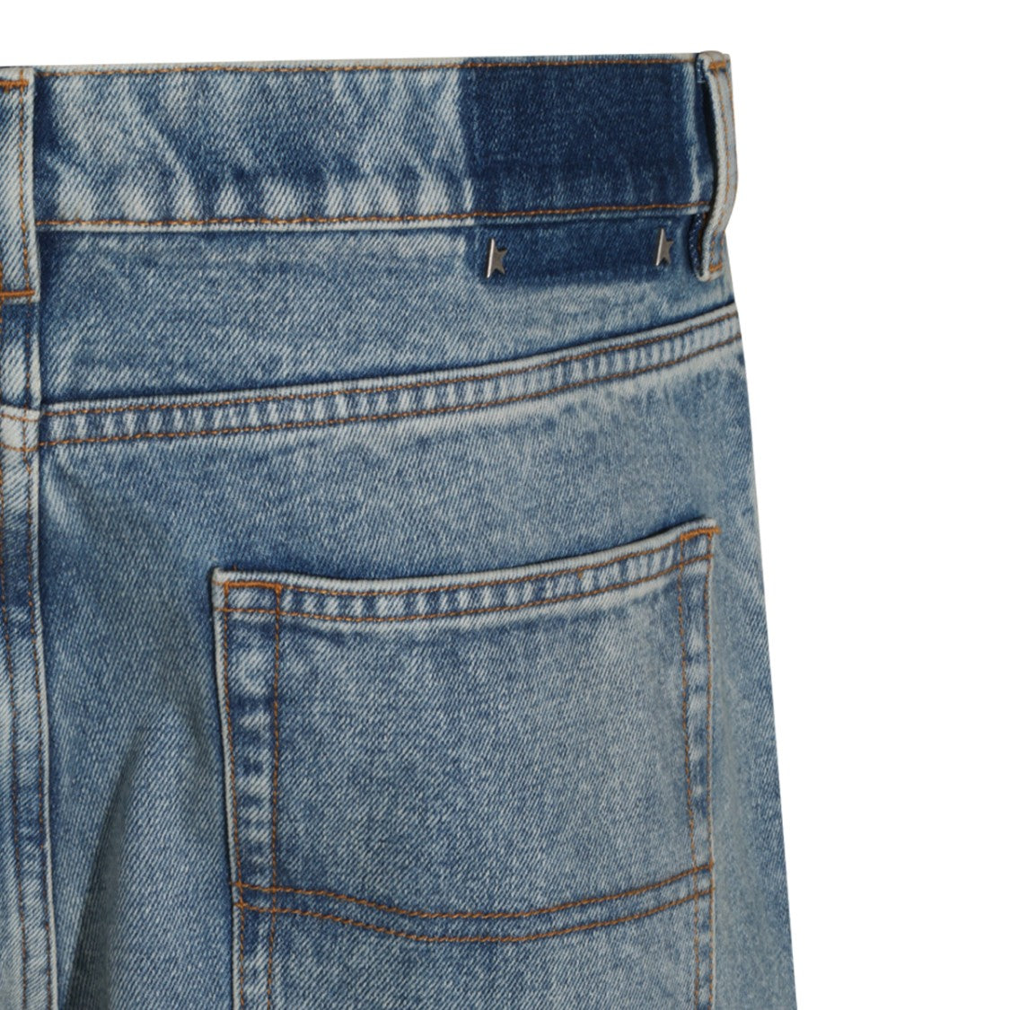 Golden Goose Vintage Blue Denim Parker Jeans With Wide Leg Design
