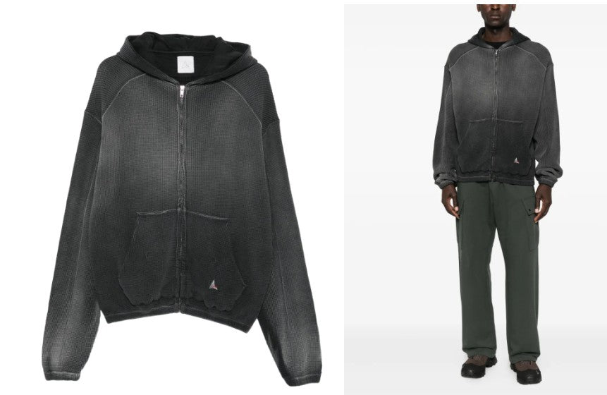 Roa Textured Black Zip-Up Sweater