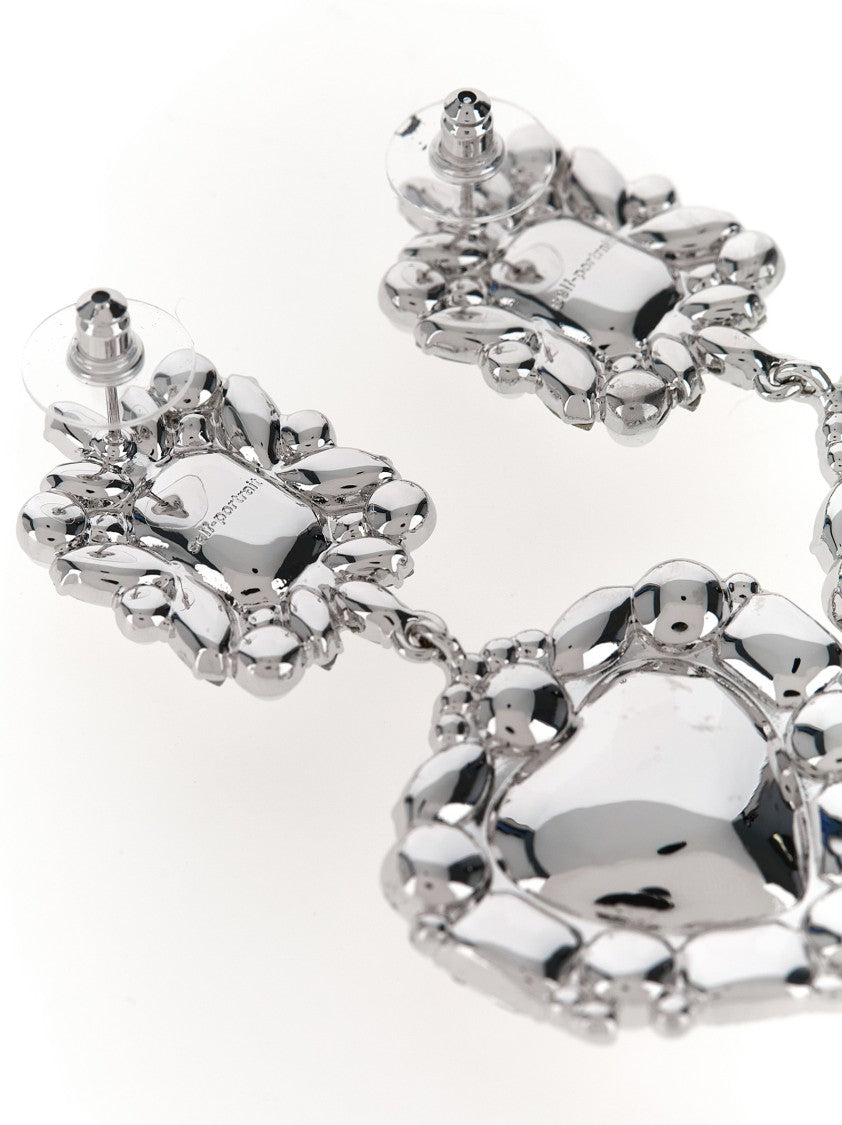 Self-Portrait 'Crystal Pearl Tiered Heart' Earrings