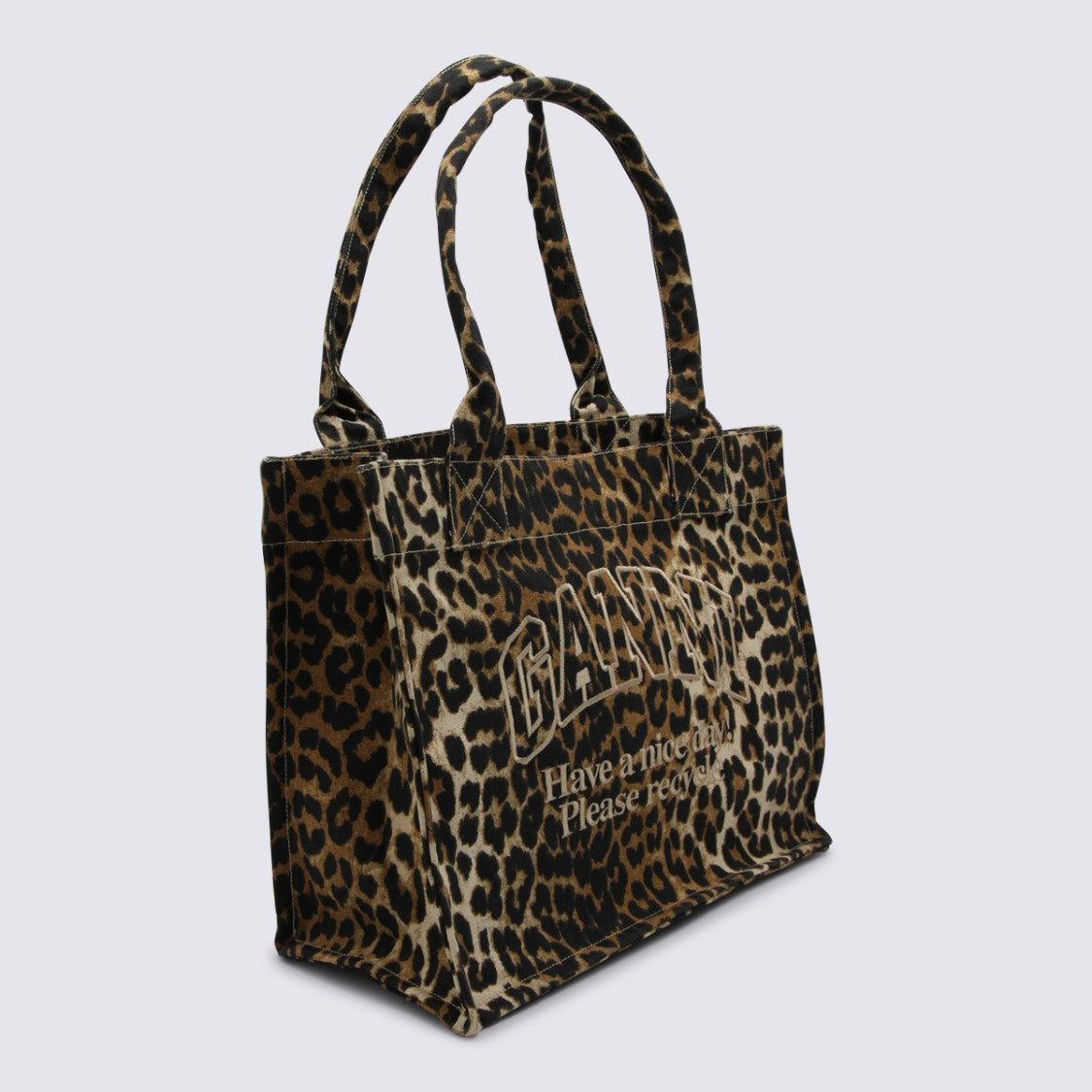 Ganni Leopard Cotton Tote