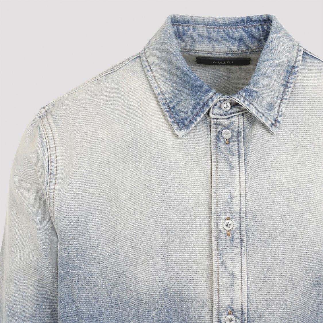 Amiri Denim Shirt With Gradient Wash And Classic Button-Up Design