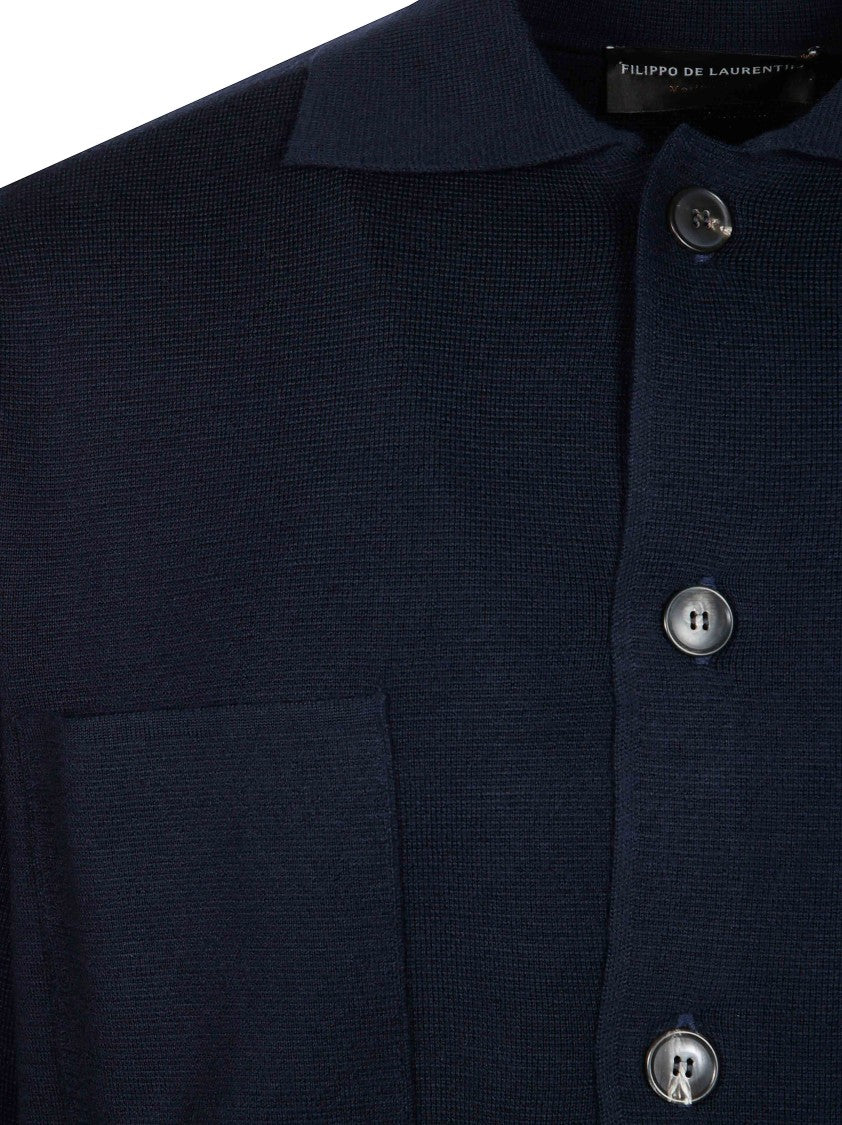 Filippo De Laurentiis Dark Navy Blue Boxy Shirt Jacket