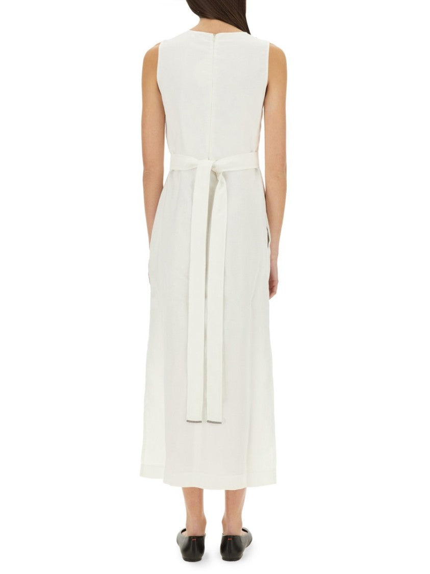 Brunello Cucinelli Wrap-Effect Maxi Dress With Deep V-Neckline