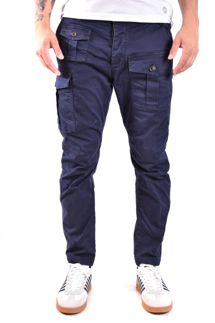 Dsquared2 Tailored Blue Cargo Trousers With Premium Fabric Blend