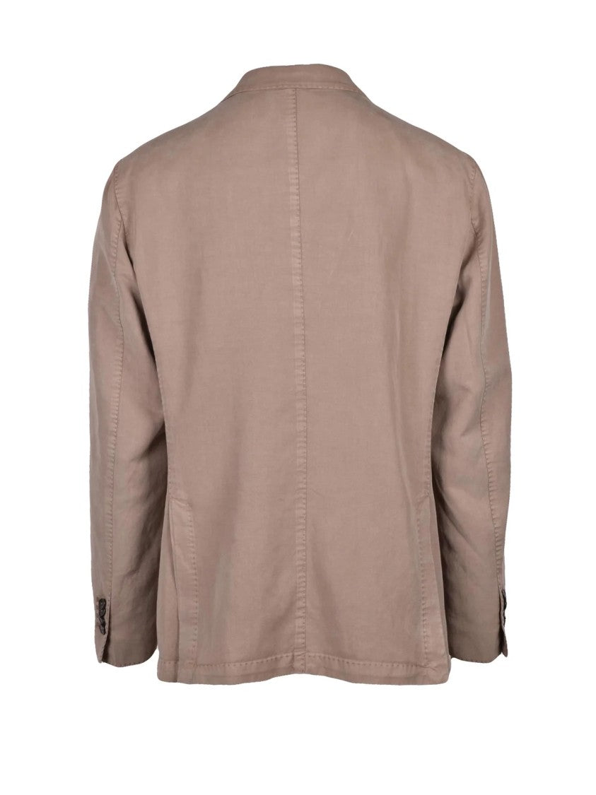 L.B.M. 1911 Taupe Linen Cotton Rounded Blazer Jacket