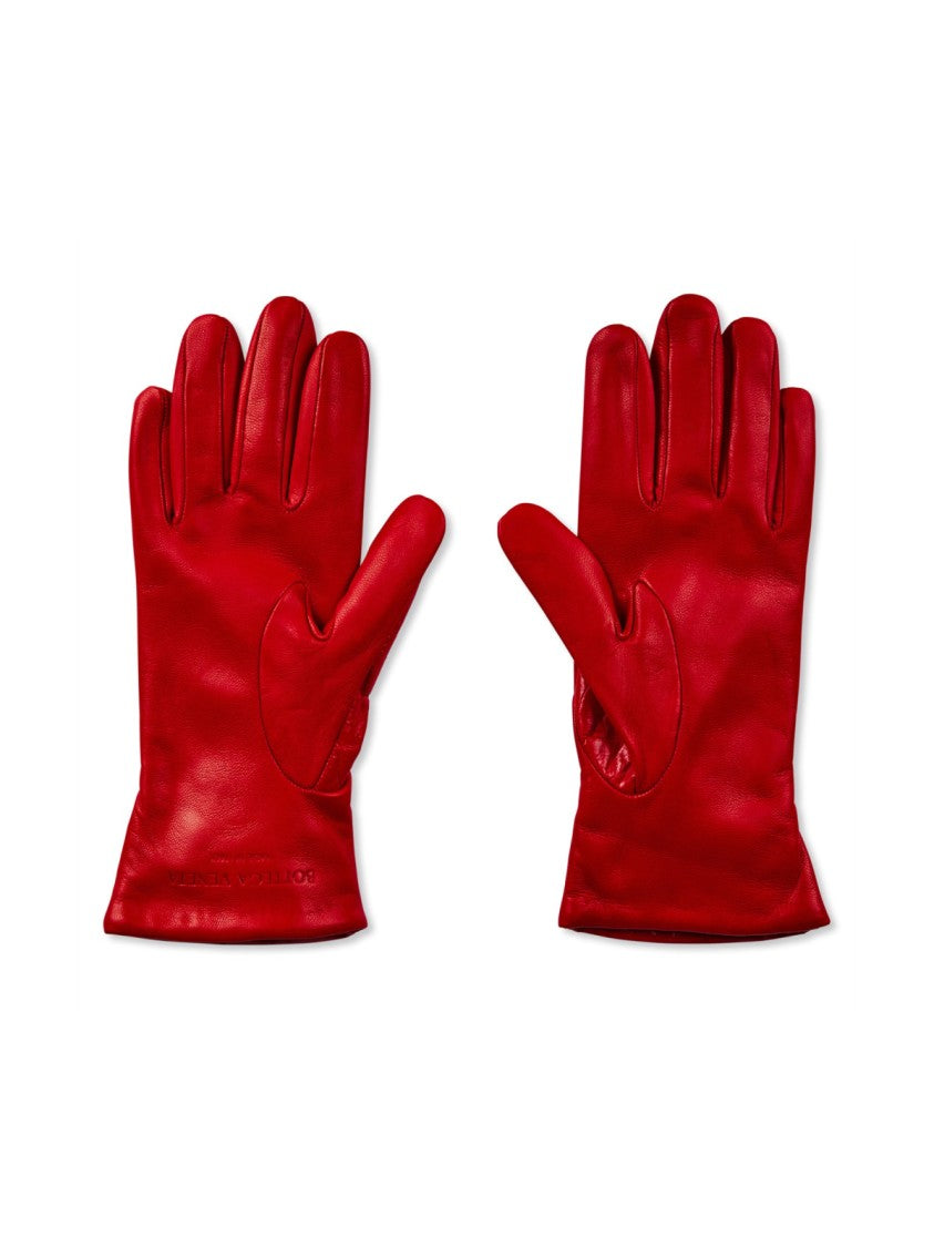 Bottega Veneta Croc Embossed Logo Leather Gloves