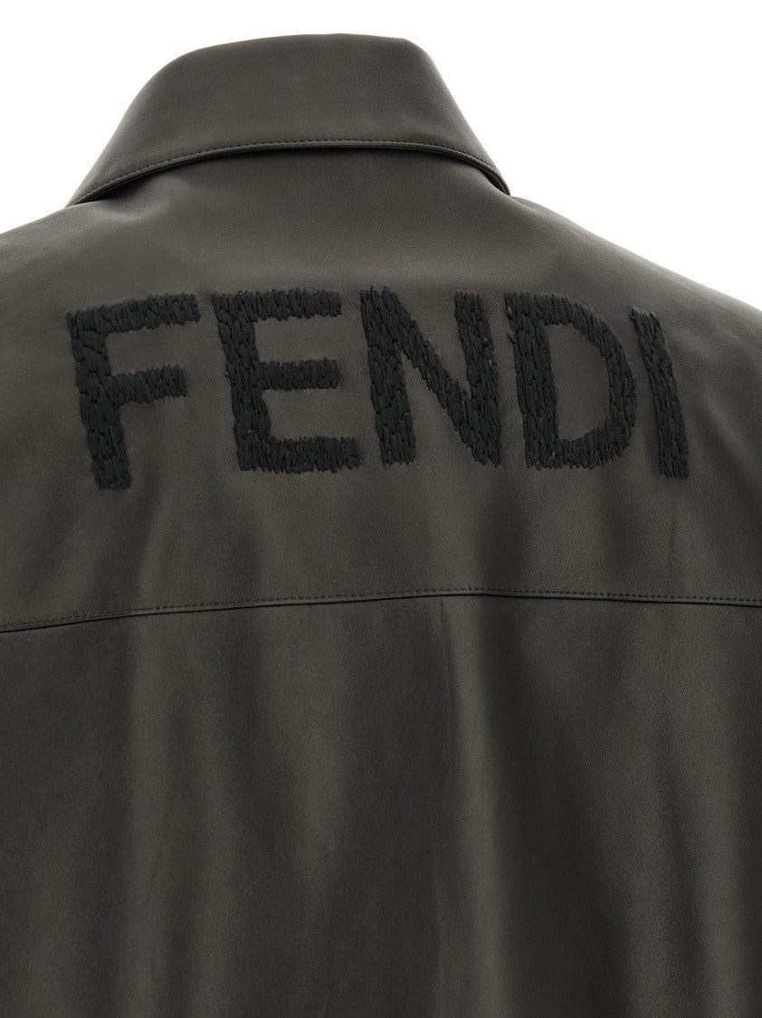 Fendi Smooth Leather Blouson With Ribbed Knit Details