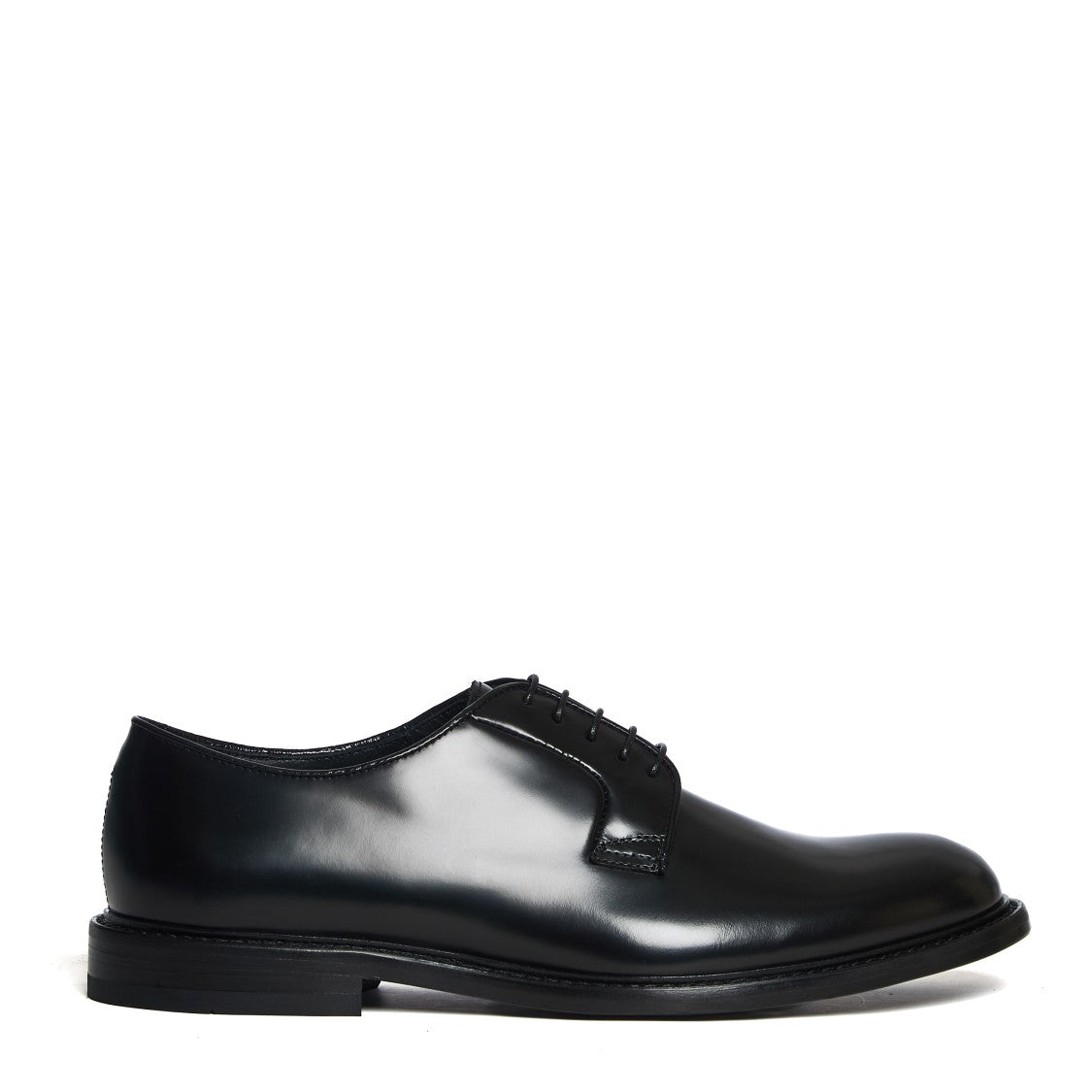 Doucal's Black Seamless Leather Blake Derby Shoes