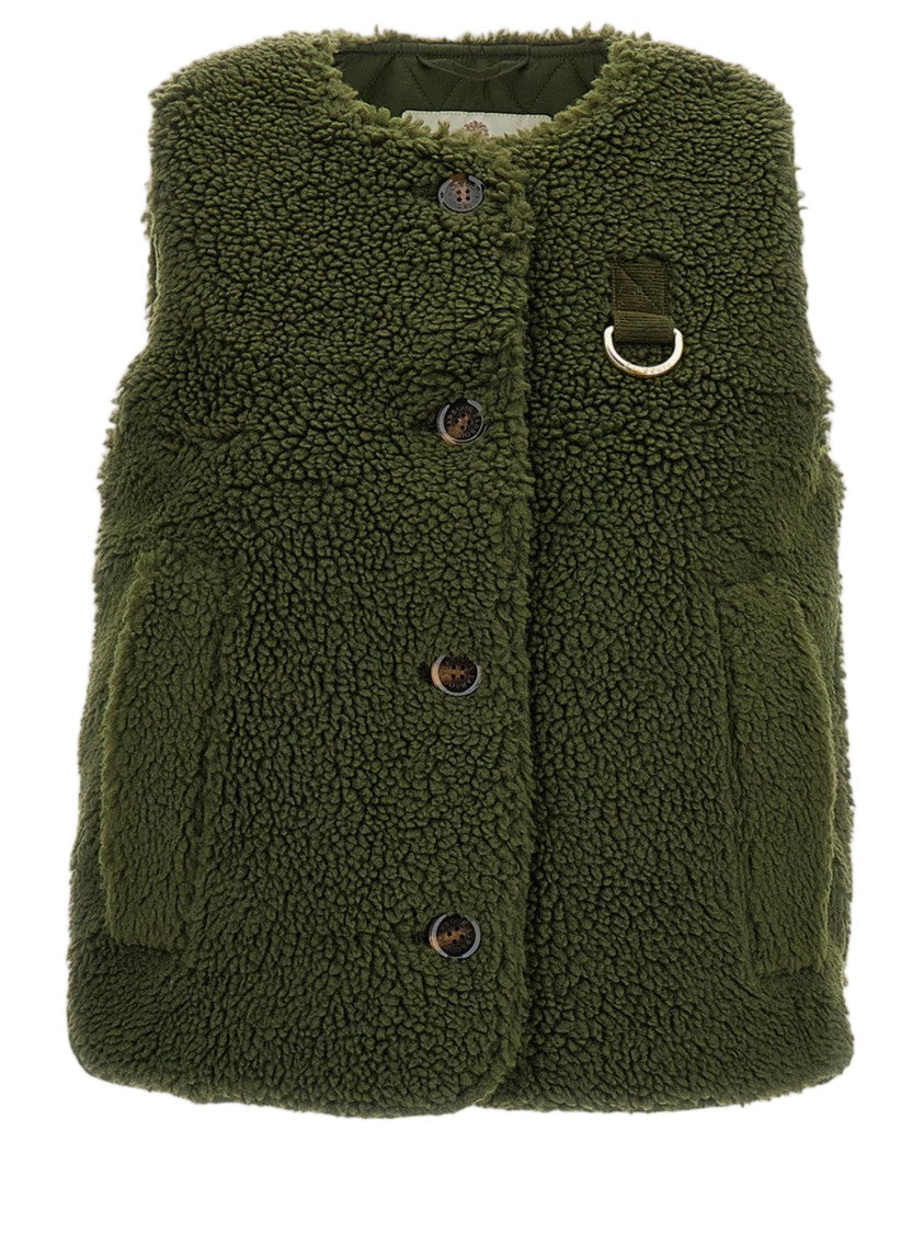 Barbour Fur-Effect Nylon Vest With Button Closure And Side Pockets
