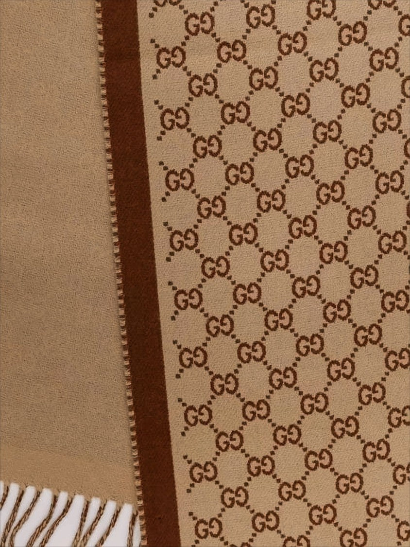 Gucci Rectangular Wool Scarf With Interlocking Double-G Pattern