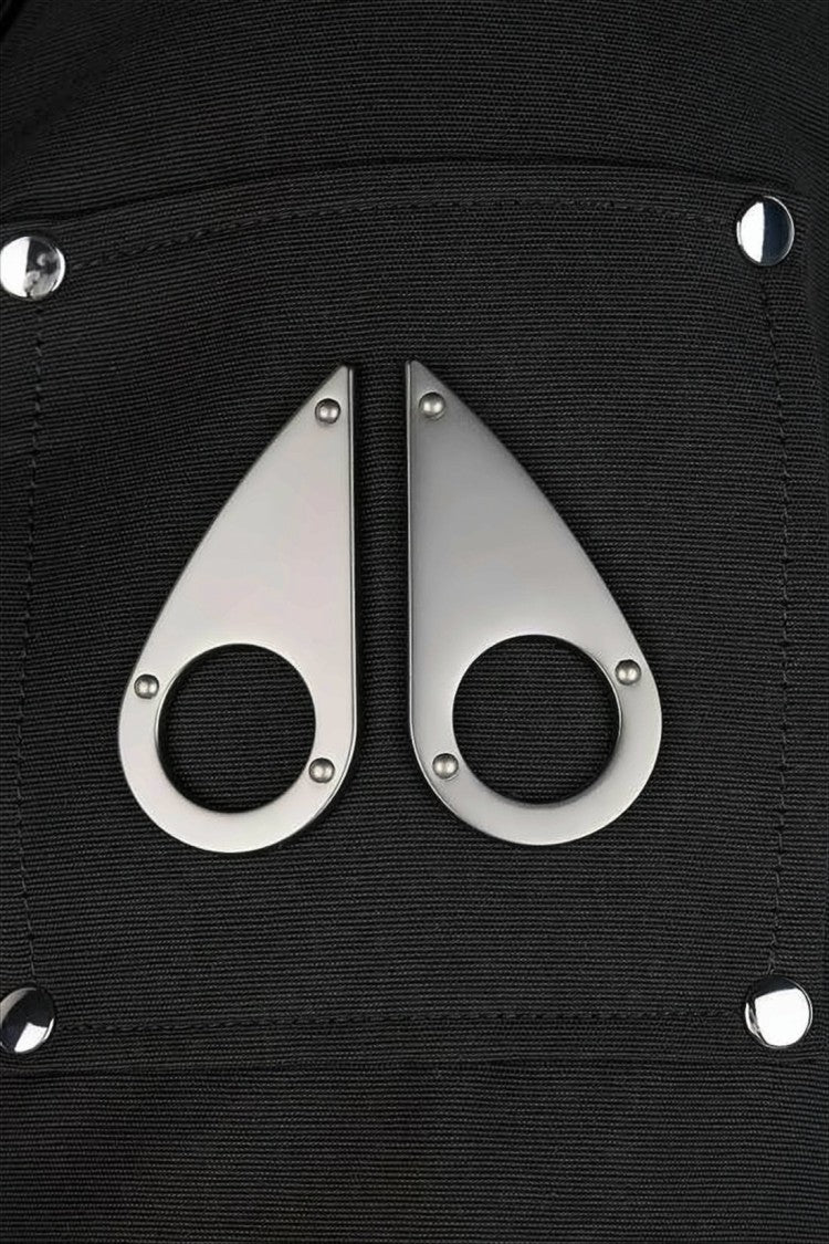 Moose Knuckles Long Black Padded Coat With Detachable Faux Fur Hood