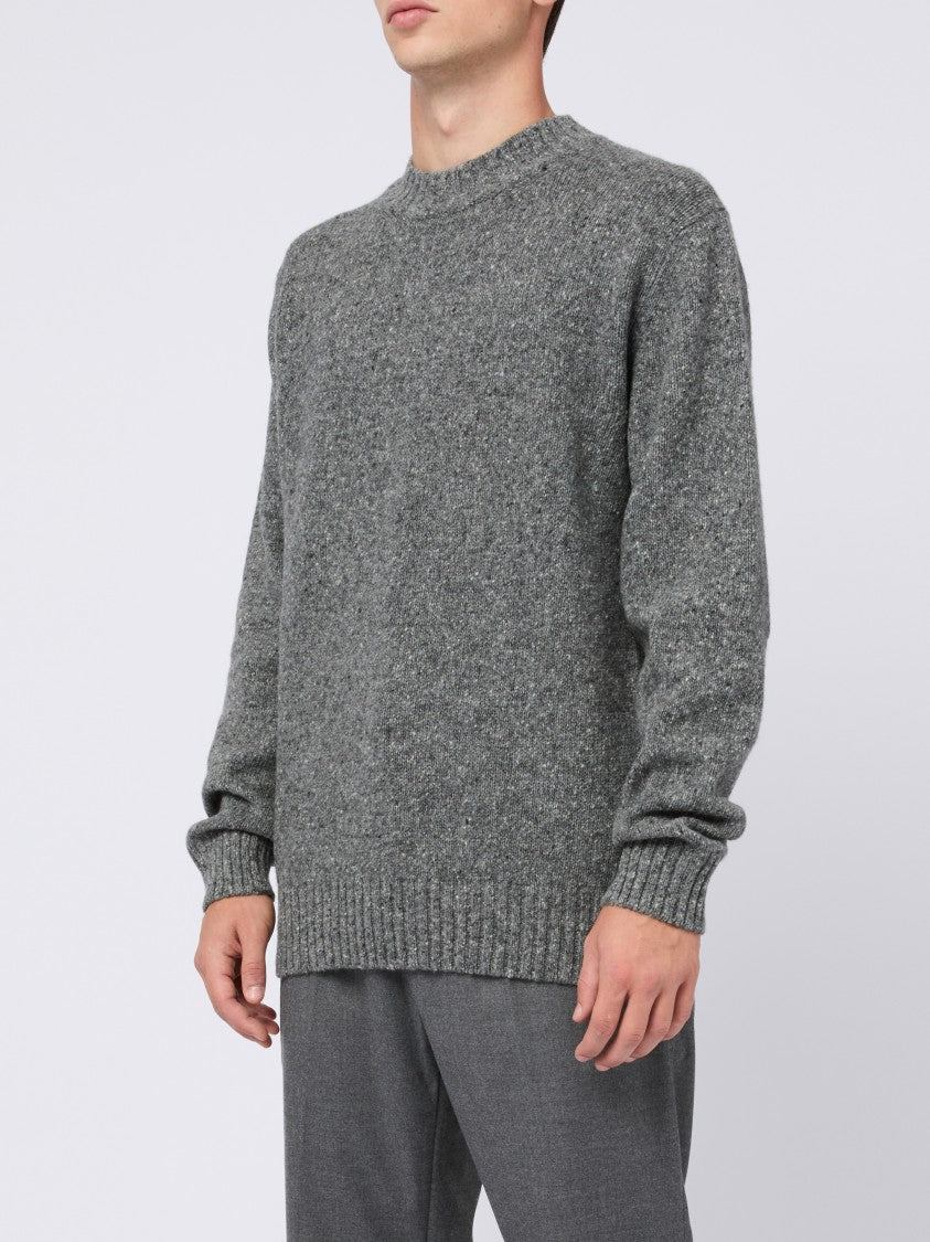 Daniele Fiesoli Virgin Wool Blend Raised Collar Grey Sweater