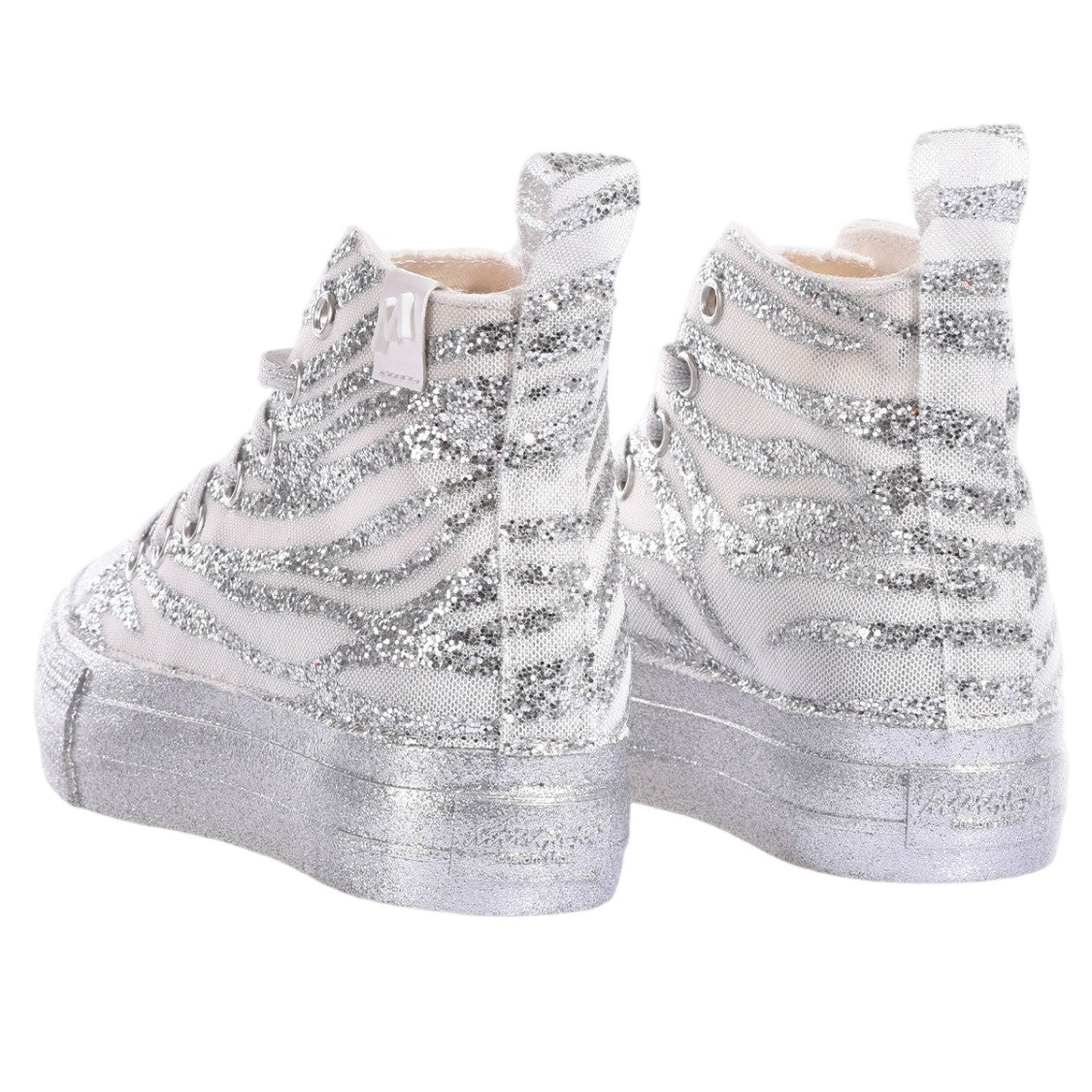 Mimanera Silver Metal Handcrafted Ergonimic Platform Sneakers