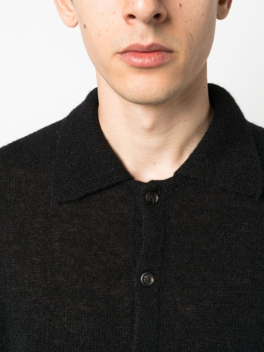 Our Legacy Black Button-Up Fuzzy Cropped Cardigan