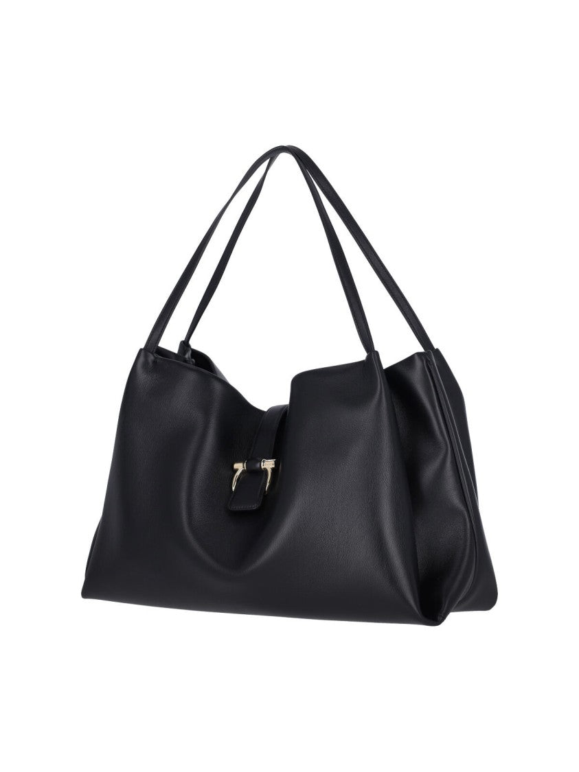Ferragamo "Gancini" Medium Tote Bag Black