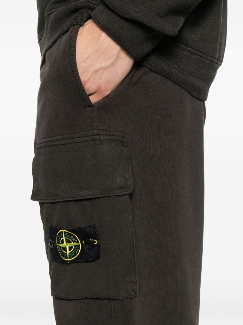 Stone Island Classic Fit Black Trousers With Ribbed Cuffs
