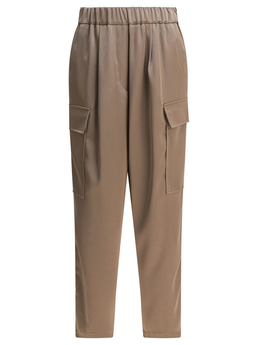 Semper Tapered Beige Cargo Pants With Mid-Rise Waistband