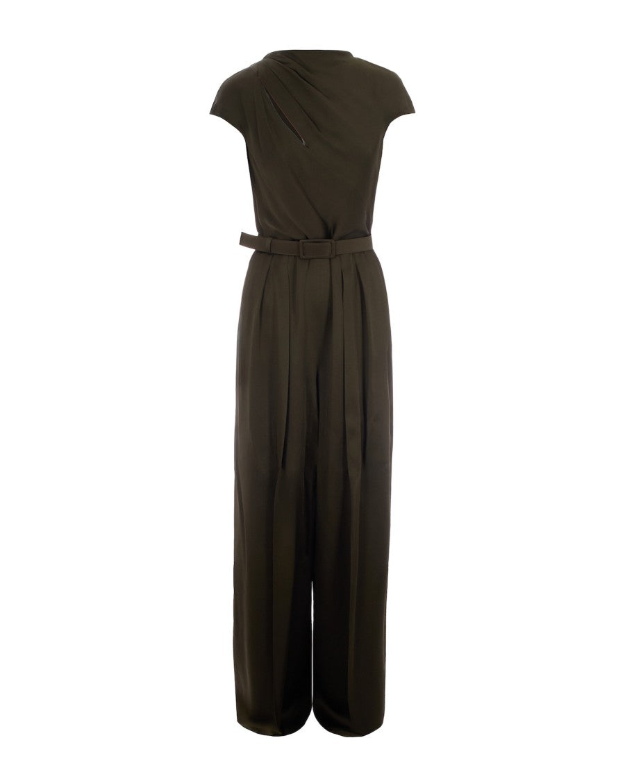 Max Mara Moss Green Envers Satin Jumpsuit