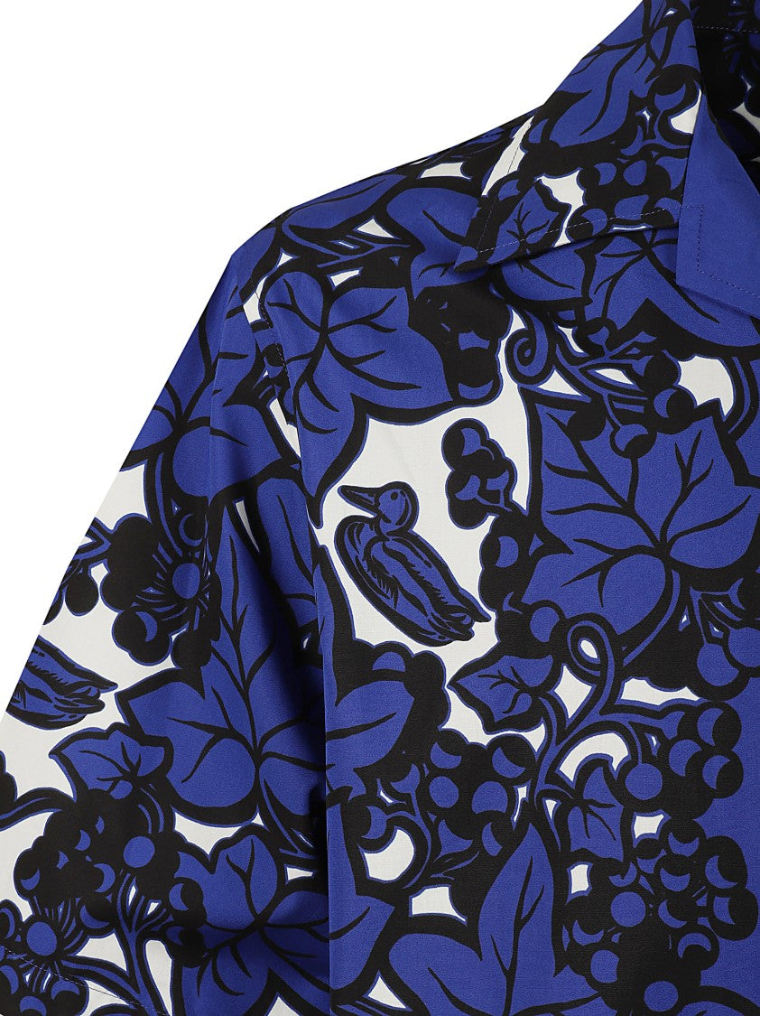 Burberry Short-Sleeved Floral Print Shirt With Classic Collar