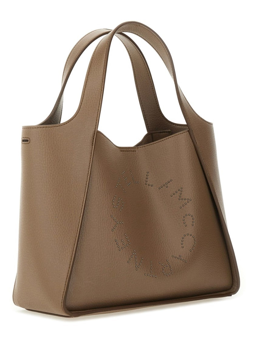 Stella Mccartney Trapezoidal Brown Shoulder Bag With Logo Design