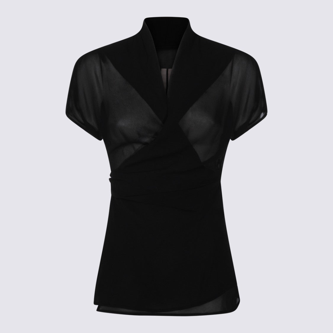 Rick Owens Translucent Silk Top With High Collar