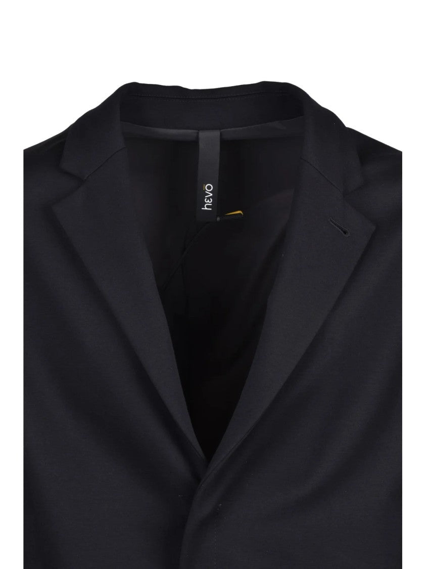 Hevo Black Calamarena Snap Closure Viscose-Blend Coat