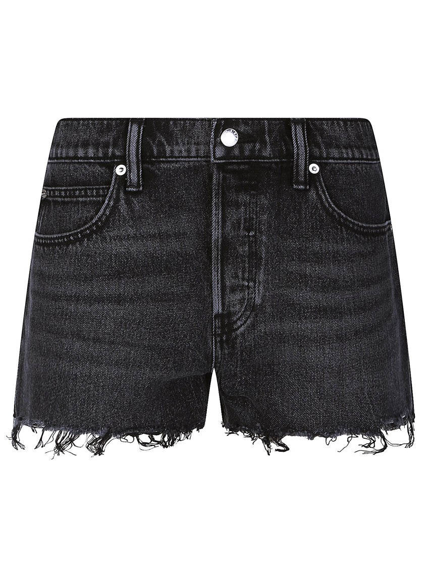 Alexander Wang Relaxed Crystal Hotfix Denim Shorts