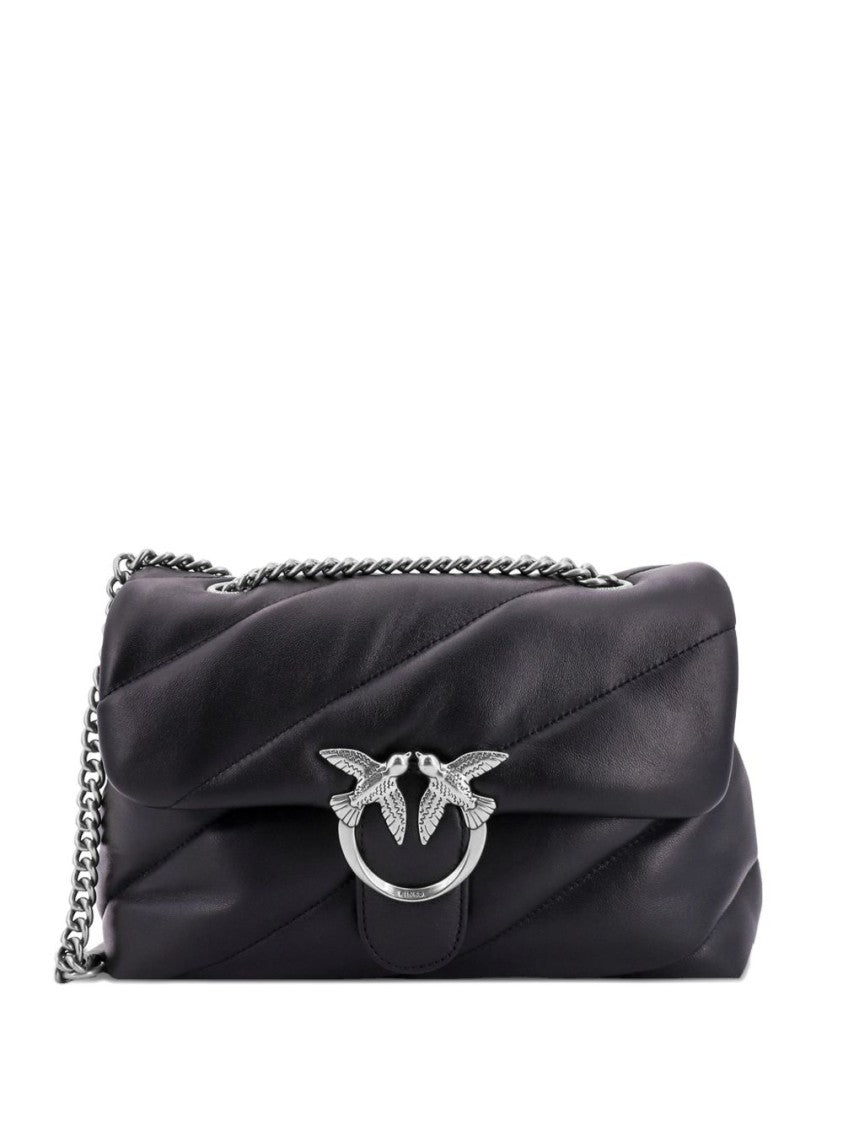 Pinko Black Matelassé Chain Shoulder Bag