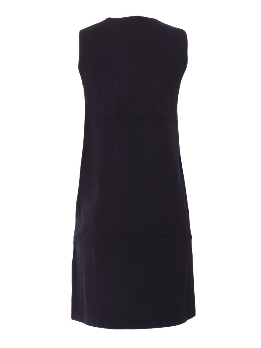 Max Mara Sleeveless Black Midi Dress With Smooth Knit