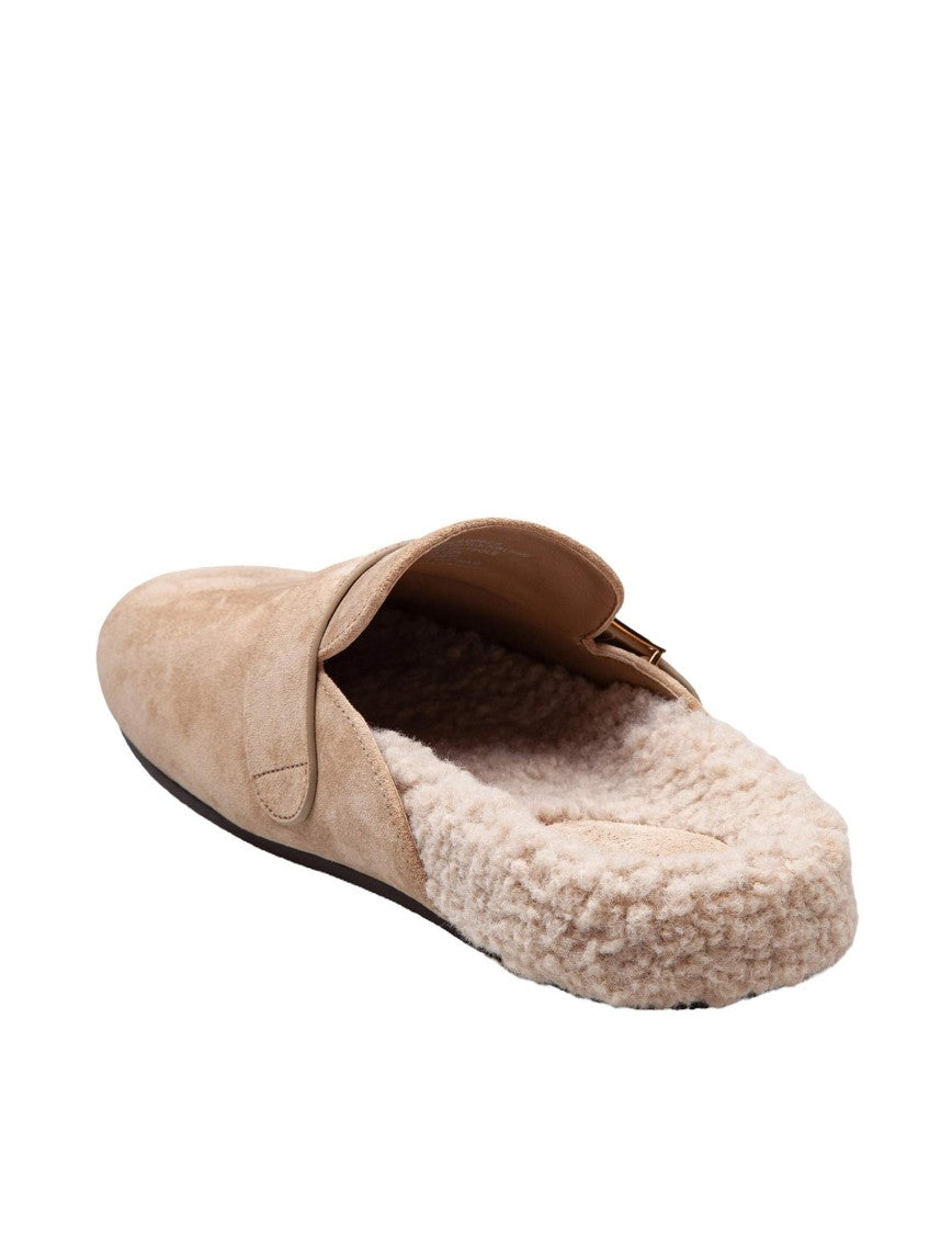 Tory Burch Mules Mellow In Shearling Color Taupe