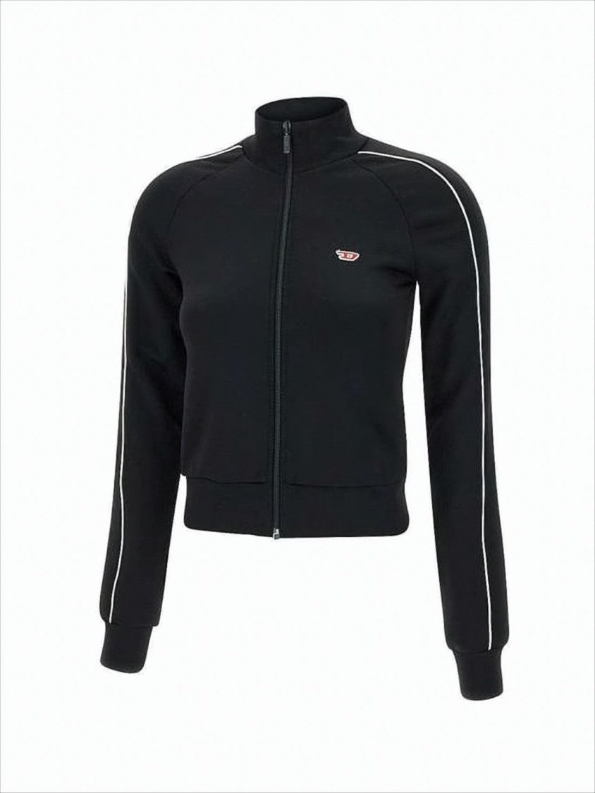 Diesel Cropped Black Jacket With High Collar