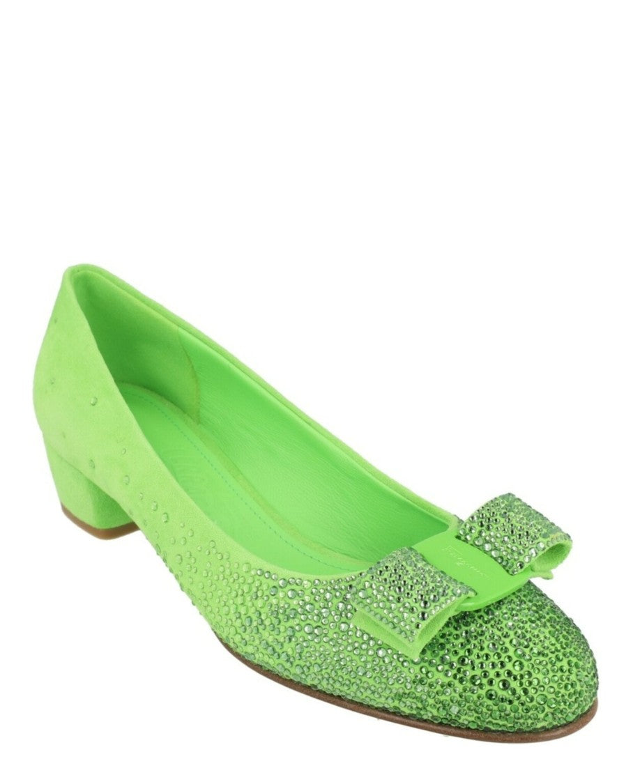 Ferragamo Vara Crystal-Embellished Pumps - Narrow Width