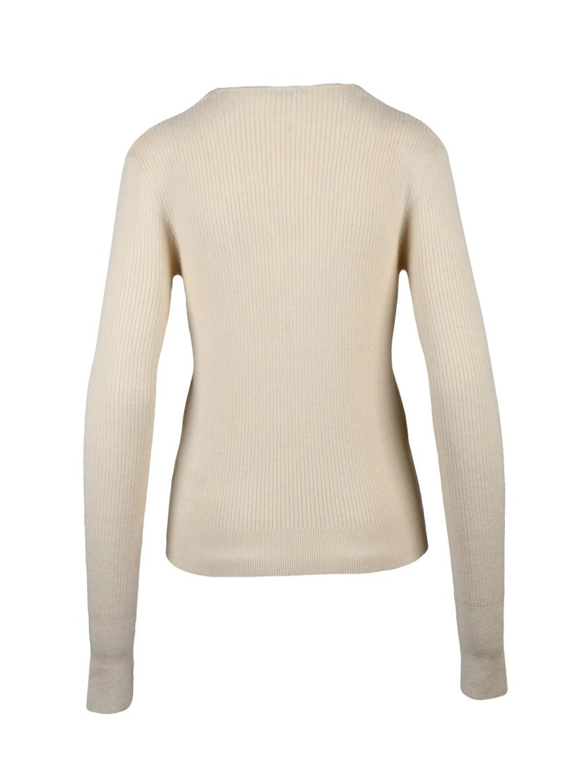 Patrizia Pepe Ribbed Knit Under-Jacket Sweater With Chain Accents