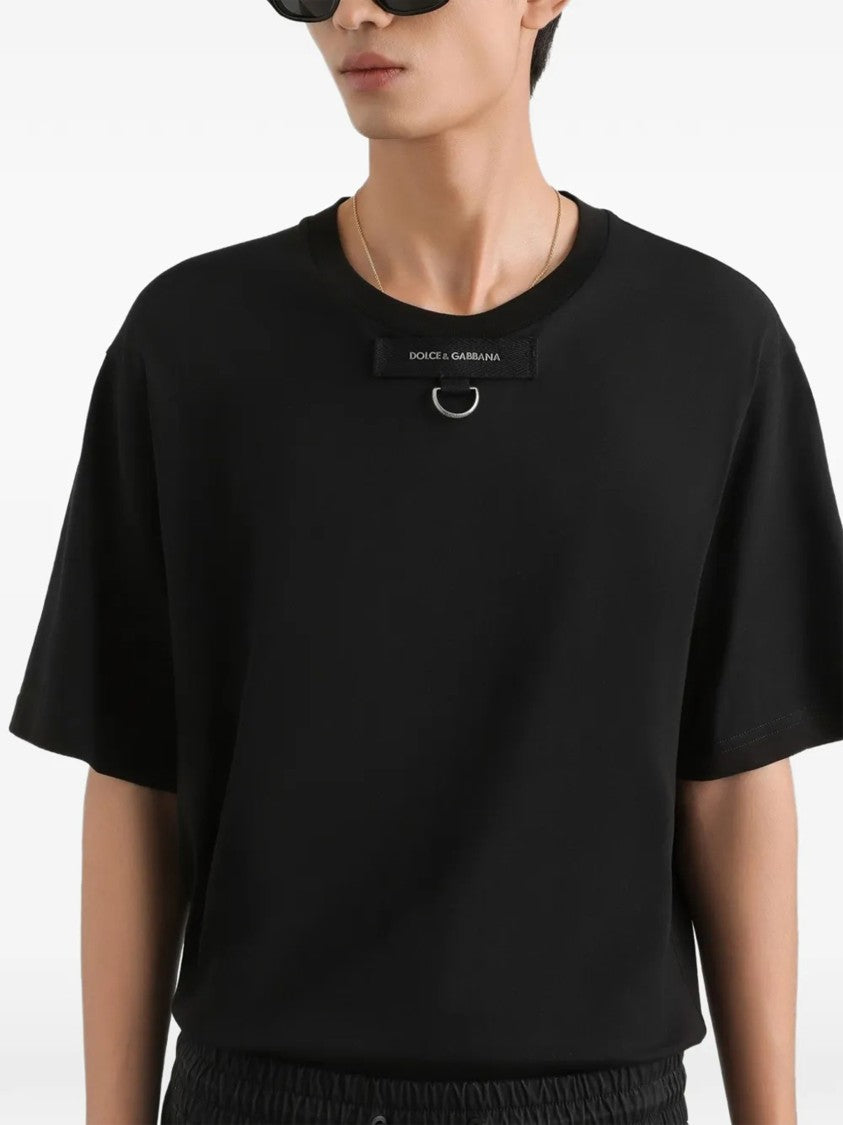 Dolce & Gabbana Black Round Neck Cotton Label T-Shirt