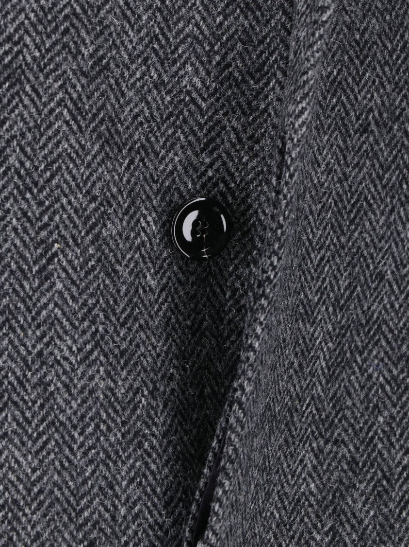 Lardini Mid-Length Wool Coat With Classic Collar And Button Closure