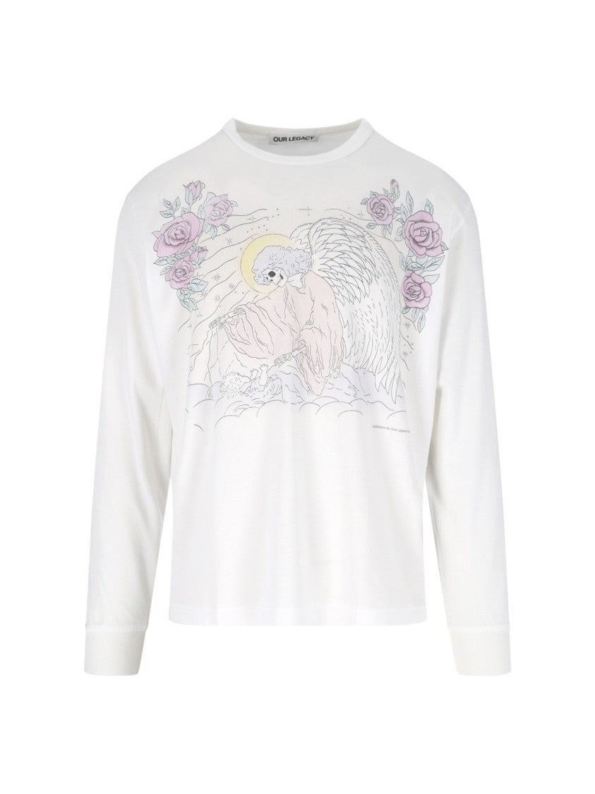 Our Legacy White Farewell Angelic Print Cotton T-Shirt
